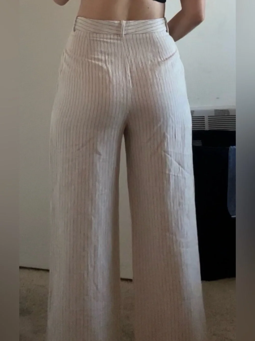 Mango linen blend pinstripe pants